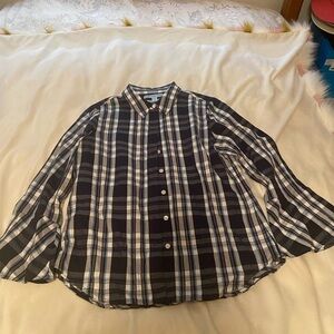 Draper James navy blue plaid shirt 10
